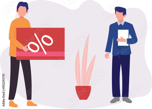 The boys is talking about discount sale