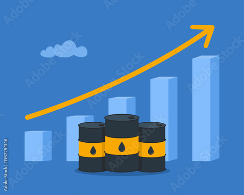 Gasoline fuel gas petrols oil stock value market demand price increase up skyrocket with graph chart diagram vector illustration.