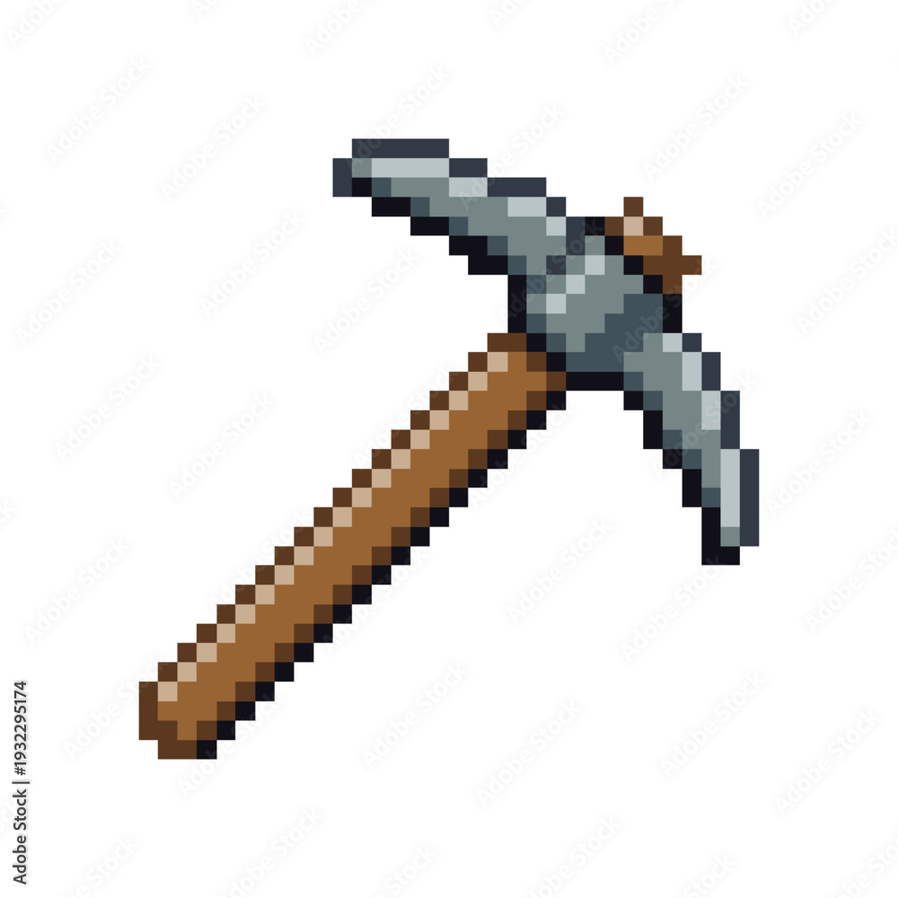 Fototapeta premium Pixel Art Pickaxe Tool Vector Illustration