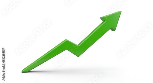 A green arrow pointing upwards in a white background