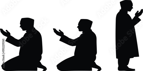 Black Silhouettes of a Dog Standing in a Shopping Cart in Three Different Poses Isolated on White Background for Pet Friendly Shopping Concept