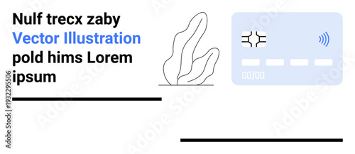 Digital transactions, fintech, financial security, online payments, e-commerce, modern banking. Abstract illustration of a digital credit card and wireless symbol. Digital transactions and fintech