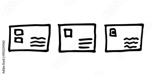 Set of hand drawn envelope with letter inside Mail and correspondence doodle Love, communication, invitation Single element for design, print, decor