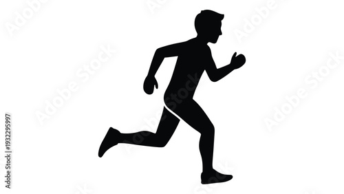 A man running in a dynamic pose isolated on white background, Vector