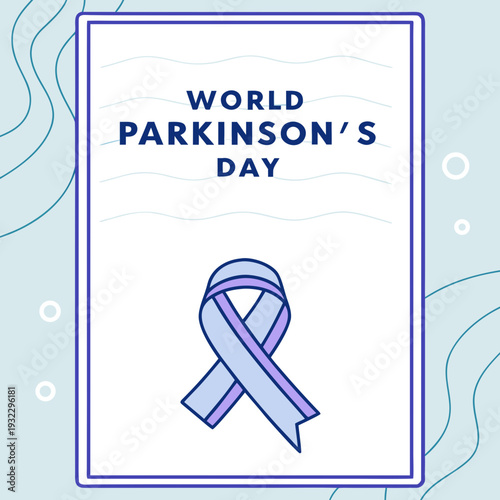 World parkinsons day awareness ribbon and wavy background with circles symbolizing support and understanding for the condition