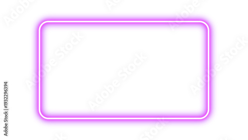 Neon glowing pink rectangular empty frame with futuristic luminous neon light effect shiny border for modern design and mockups. Vector illustration.