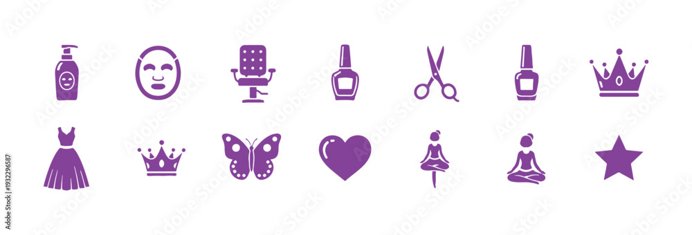 Fototapeta premium A series of vector files with women and beauty icons