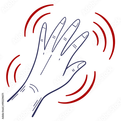 Parkinson disease awareness. hand with tremor symbol of support for patients, neurological disorder concept, shaking hands