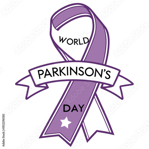 World Parkinson's day ribbon with text for awareness and support