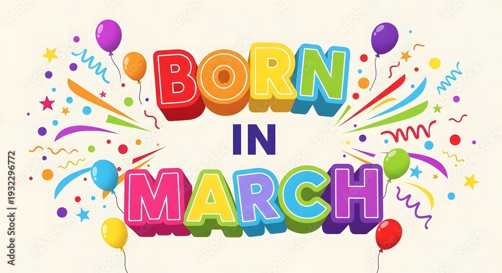 Fototapeta premium Celebrating March Birthdays with Colorful Balloons and Festive Decorations