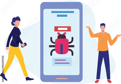 The boy is explaining about mobile virus.