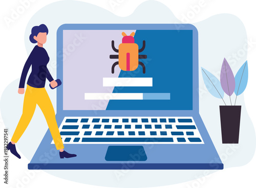 A virus is loading on the laptop