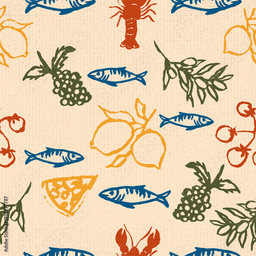 Mediterranean Lifestyle Vector Repeat Pattern 4