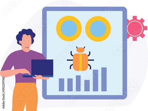 The boy is making graph to check virus ratio