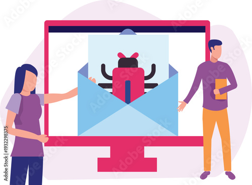 The girl and boy talking about virus in email