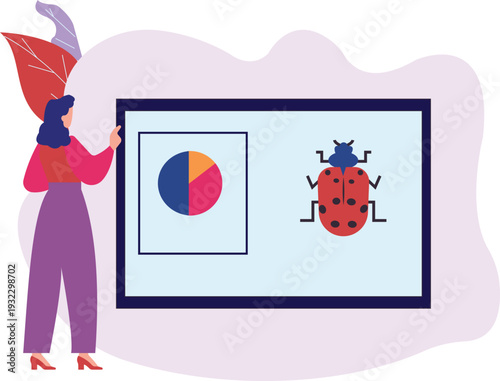 The women is working on web programming.