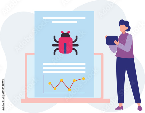 The girl has made a report on virus security