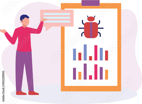 Boy is gives statement on virus increasing in graph.