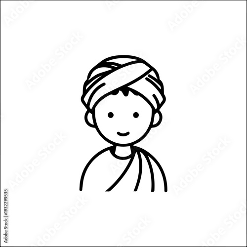 Smiling boy wearing traditional Muslim clothing and kufi cap