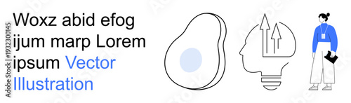 Creativity, problem solving, innovation, professional development, conceptual thinking, business ideas. Features abstract lightbulb concept and professional character. Creativity and problem solving