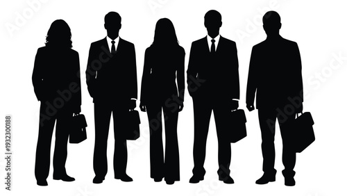 A group of business people standing in a line isolated on white background, Vector