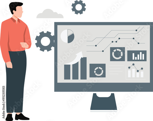 The boy is explaining business incubation center