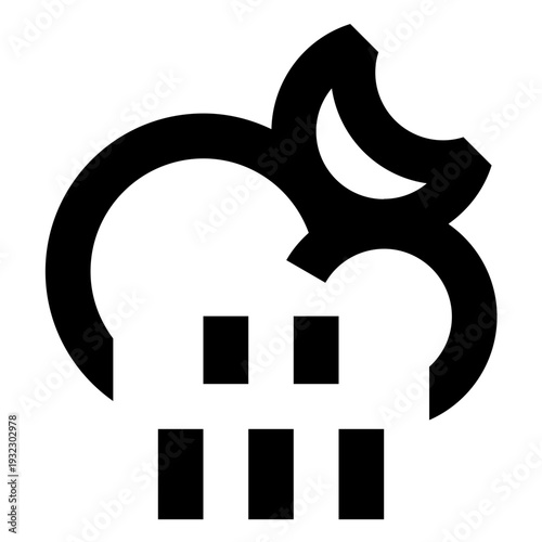 downpour raining at night vector icon