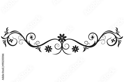 Black ornamental floral swirls and scrolls decorative pattern on white background