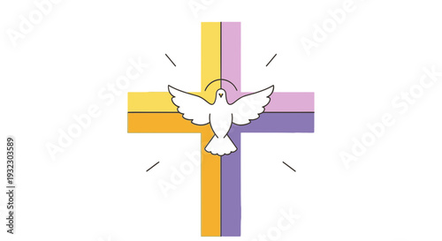 Modern Easter Christian Cross Icon Flat Illustration