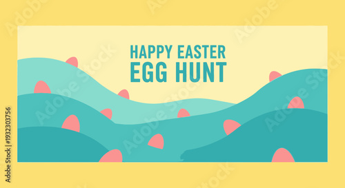 Modern Easter Egg Hunt Banner Flat Vector Illustration