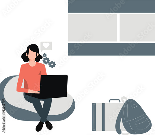 The girl is making trip plan.