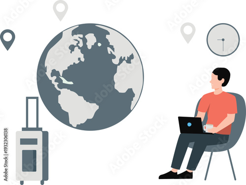 The business man is works deadline while international trip.