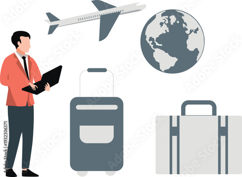 The boy is making plan for business trip