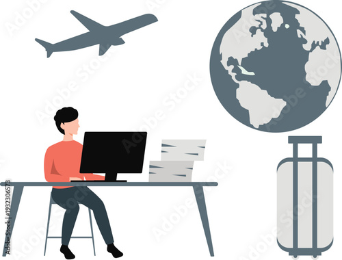 The boy is online booking for filght