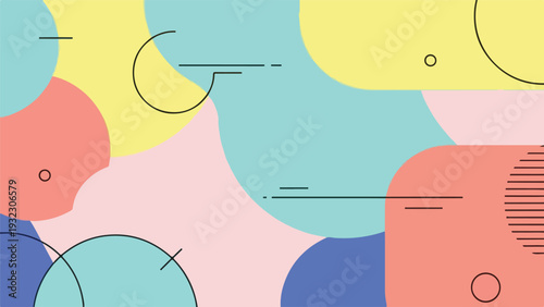 Pastel circles and lines art create a modern abstract design
