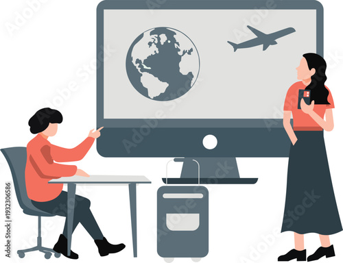 The girls are presentation about business trip