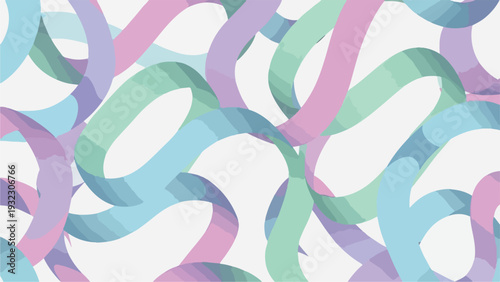 Pastel-toned looped ribbons layered on a white background, creating abstract art