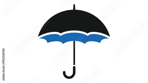 A blue and black umbrella on a white background isolated on white background, Vector