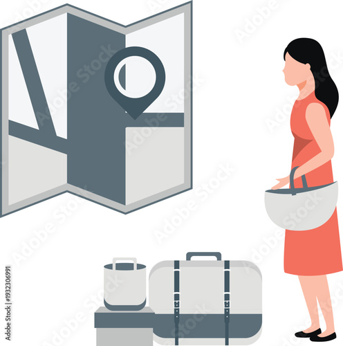 The girl is searching trip location