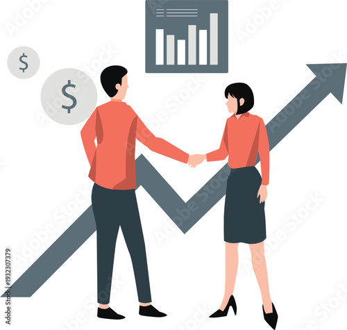 Business people congratulate each other on business growth