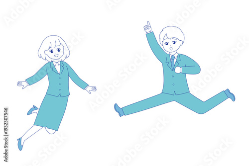 元気な新社会人男女のイラスト