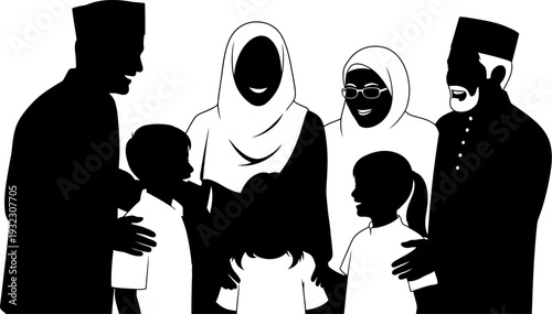 Comprehensive group portrait of a multi-generational family smiling together in a moment of unity and celebration