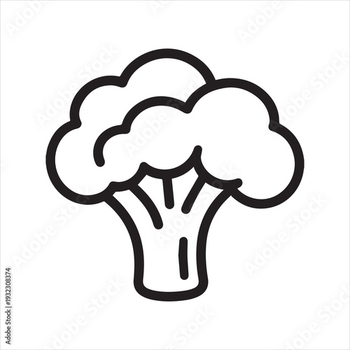 Minimalist broccoli icon with bold lines