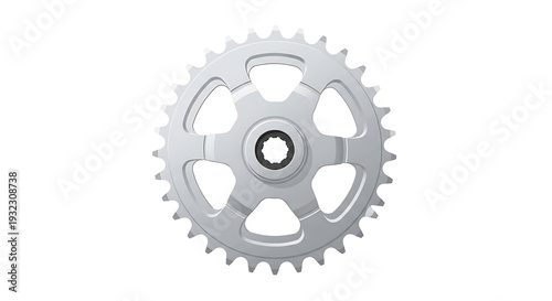 Silver metal industrial gear cogwheel mechanism part isolated on transparent background