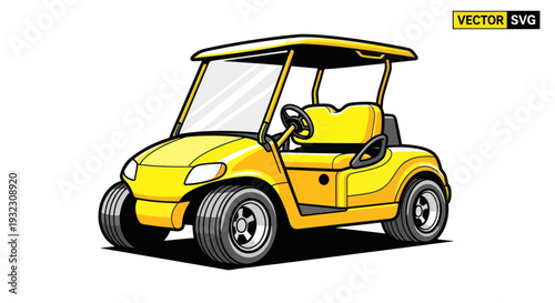 Yellow Golf Cart Vector Illustration