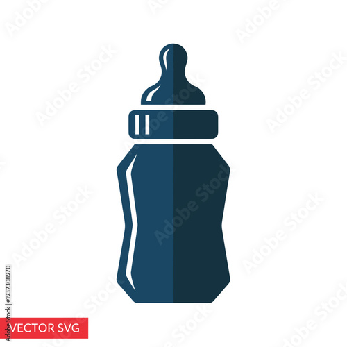 Baby Bottle Icon, Simple Vector Illustration, Blue Color, Isolated on White Background