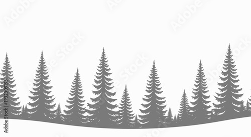 Monochromatic Evergreen Forest Silhouette Border