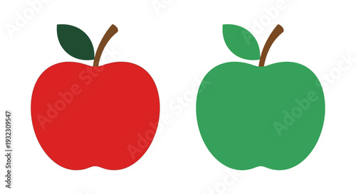 Red and Green Apples Illustration on White Background.