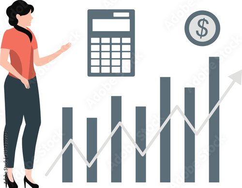 The girl is showing calculating dollar