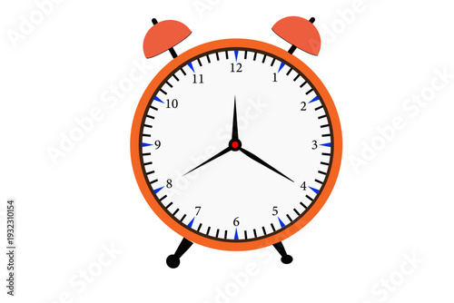 A classic retro metal alarm clock with black numbers is isolated on white, featuring a vintage bell design to wake you up on time for a morning reminder or a critical deadline